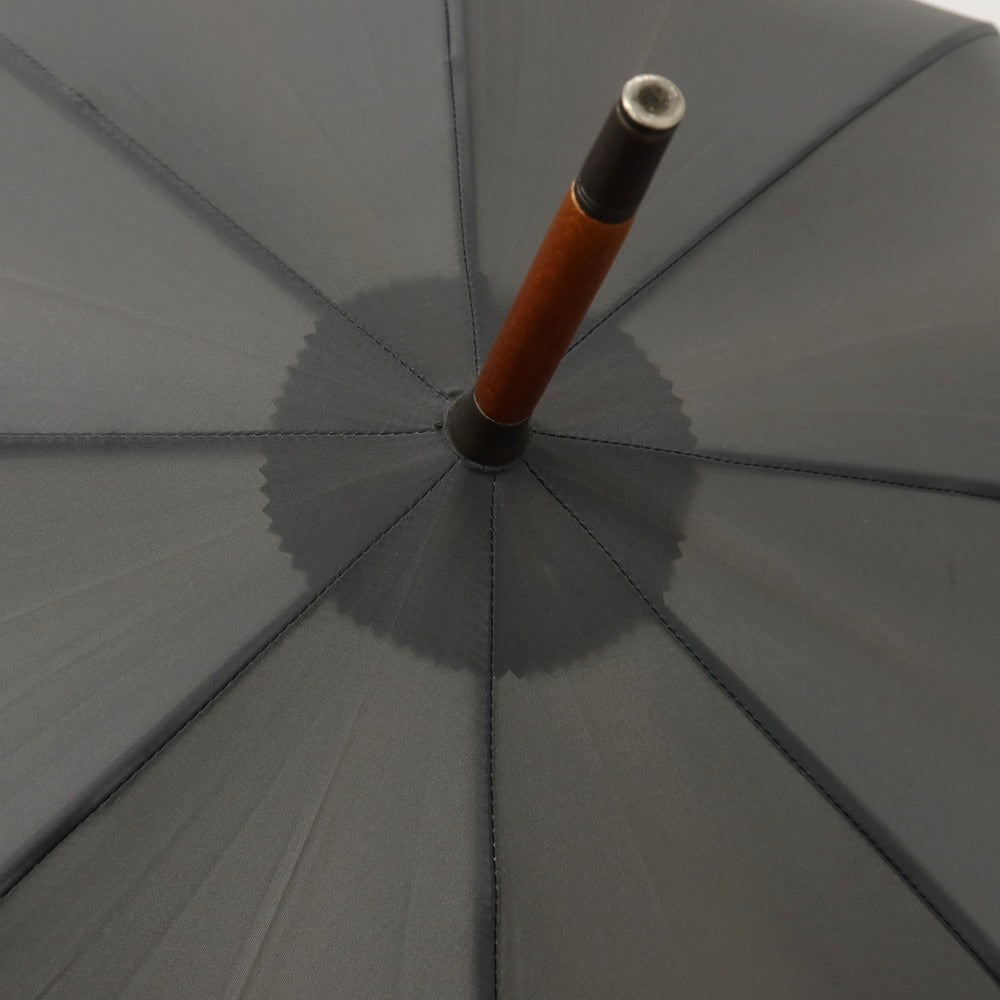 【中古】グローブトロッター GLOBE TROTTER × FOX UMBRELLAS ウッドハンドル 長傘 ダークグレー【 状態ランクC 】【 メンズ 】
