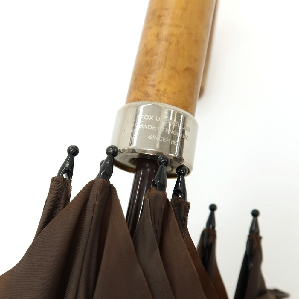 【中古】フォックス アンブレラズ FOX UMBRELLAS ウッドハンドル 長傘 ブラウン【 状態ランクD 】【 メンズ 】
