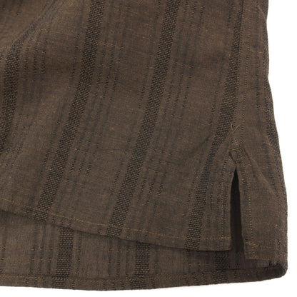 【中古】【未使用】ギットマンブラザーズフォーシップス GITMAN BROS. for SHIPS コットンリネン ストライプ オープンカラー 半袖シャツ ダークブラウン【サイズM】【 状態ランクS 】【 メンズ 】