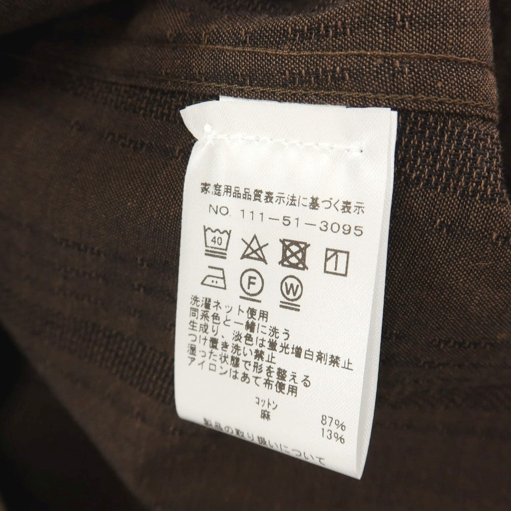 【中古】【未使用】ギットマンブラザーズフォーシップス GITMAN BROS. for SHIPS コットンリネン ストライプ オープンカラー 半袖シャツ ダークブラウン【サイズM】【 状態ランクS 】【 メンズ 】