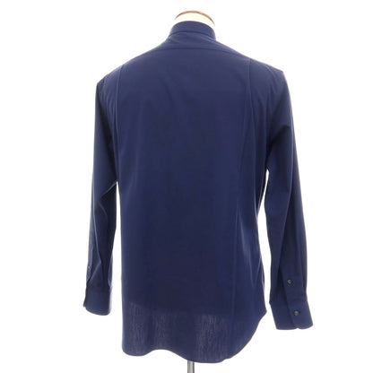 【中古】メイカーズシャツ カマクラ Makers Shirt 鎌倉 コットンポリエステル バンドカラー カジュアルシャツ ネイビー【サイズ表記なし（M位）】【 状態ランクB 】【 メンズ 】