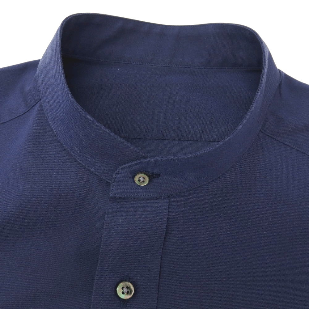 【中古】メイカーズシャツ カマクラ Makers Shirt 鎌倉 コットンポリエステル バンドカラー カジュアルシャツ ネイビー【サイズ表記なし（M位）】【 状態ランクB 】【 メンズ 】