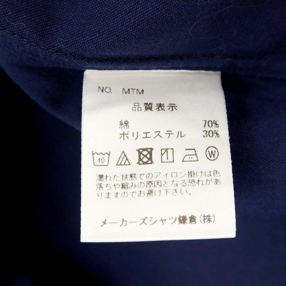 【中古】メイカーズシャツ カマクラ Makers Shirt 鎌倉 コットンポリエステル バンドカラー カジュアルシャツ ネイビー【サイズ表記なし（M位）】【 状態ランクB 】【 メンズ 】