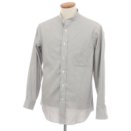 【中古】メイカーズシャツ カマクラ Makers Shirt 鎌倉 ストライプ バンドカラー カジュアルシャツ ブラックxホワイト【サイズ表記なし（M位）】【 状態ランクB 】【 メンズ 】
