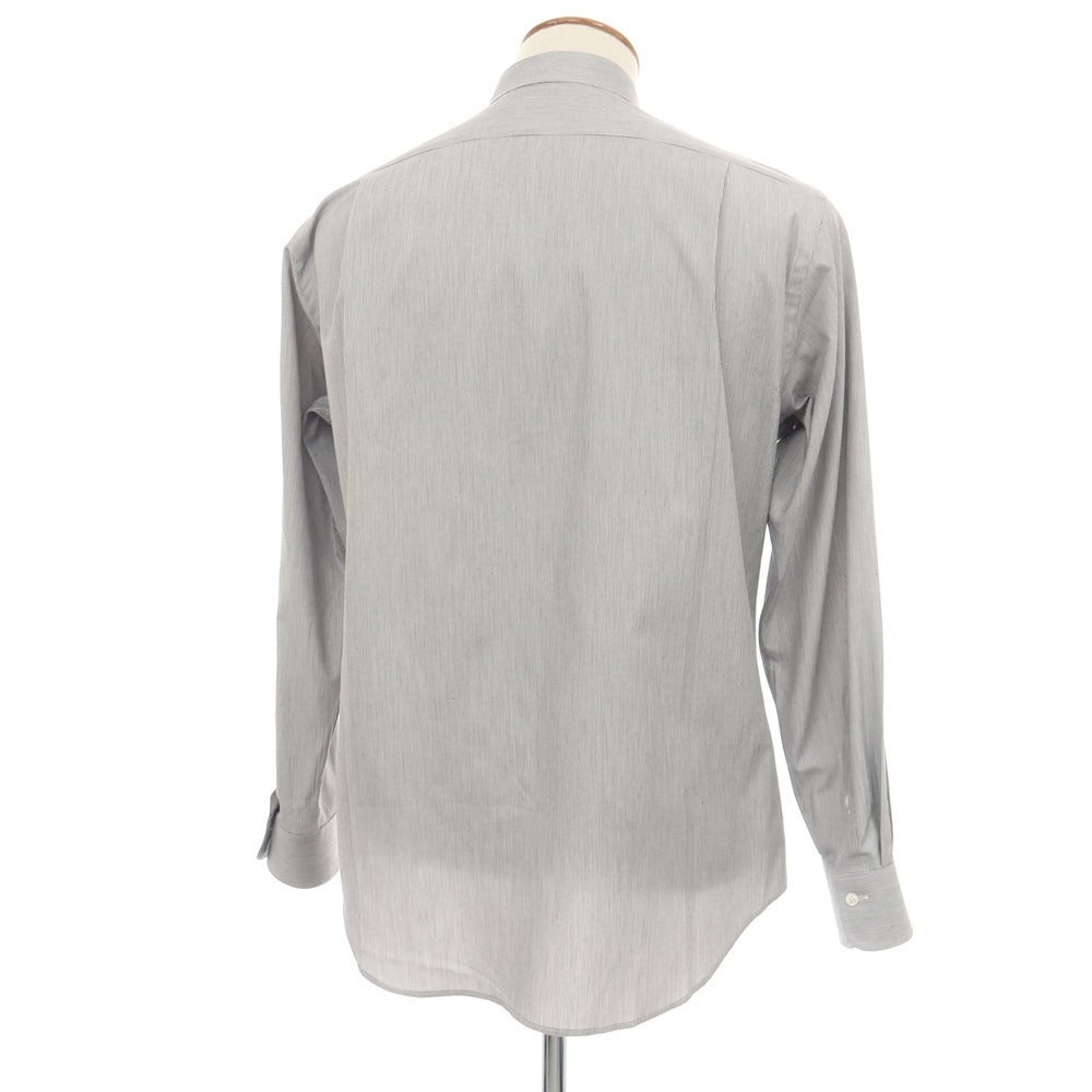 【中古】メイカーズシャツ カマクラ Makers Shirt 鎌倉 ストライプ バンドカラー カジュアルシャツ ブラックxホワイト【サイズ表記なし（M位）】【 状態ランクB 】【 メンズ 】
