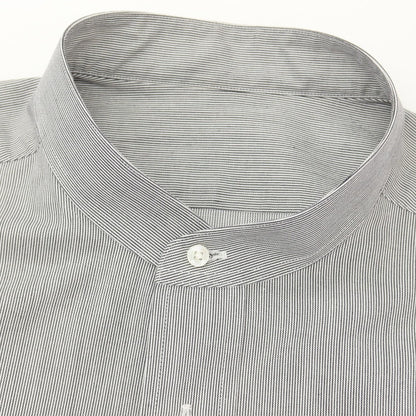 【中古】メイカーズシャツ カマクラ Makers Shirt 鎌倉 ストライプ バンドカラー カジュアルシャツ ブラックxホワイト【サイズ表記なし（M位）】【 状態ランクB 】【 メンズ 】