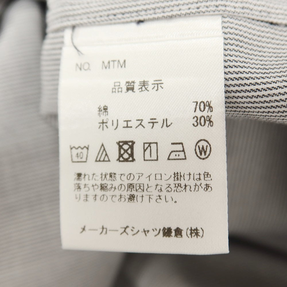 【中古】メイカーズシャツ カマクラ Makers Shirt 鎌倉 ストライプ バンドカラー カジュアルシャツ ブラックxホワイト【サイズ表記なし（M位）】【 状態ランクB 】【 メンズ 】