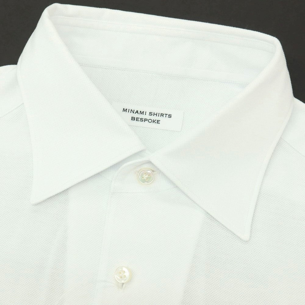【中古】ミナミ シャツ MINAMI SHIRTS BESPOKE（フルオーダー） コットン 長袖ポロシャツ ホワイト【サイズ表記なし（M位）】【 状態ランクA 】【 メンズ 】