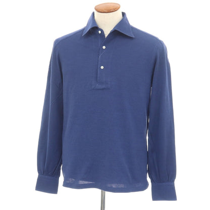 【中古】ミナミ シャツ MINAMI SHIRTS BESPOKE（フルオーダー） コットン 鹿の子 長袖ポロシャツ ダークブルー【サイズ表記なし（M位）】【 状態ランクB 】【 メンズ 】