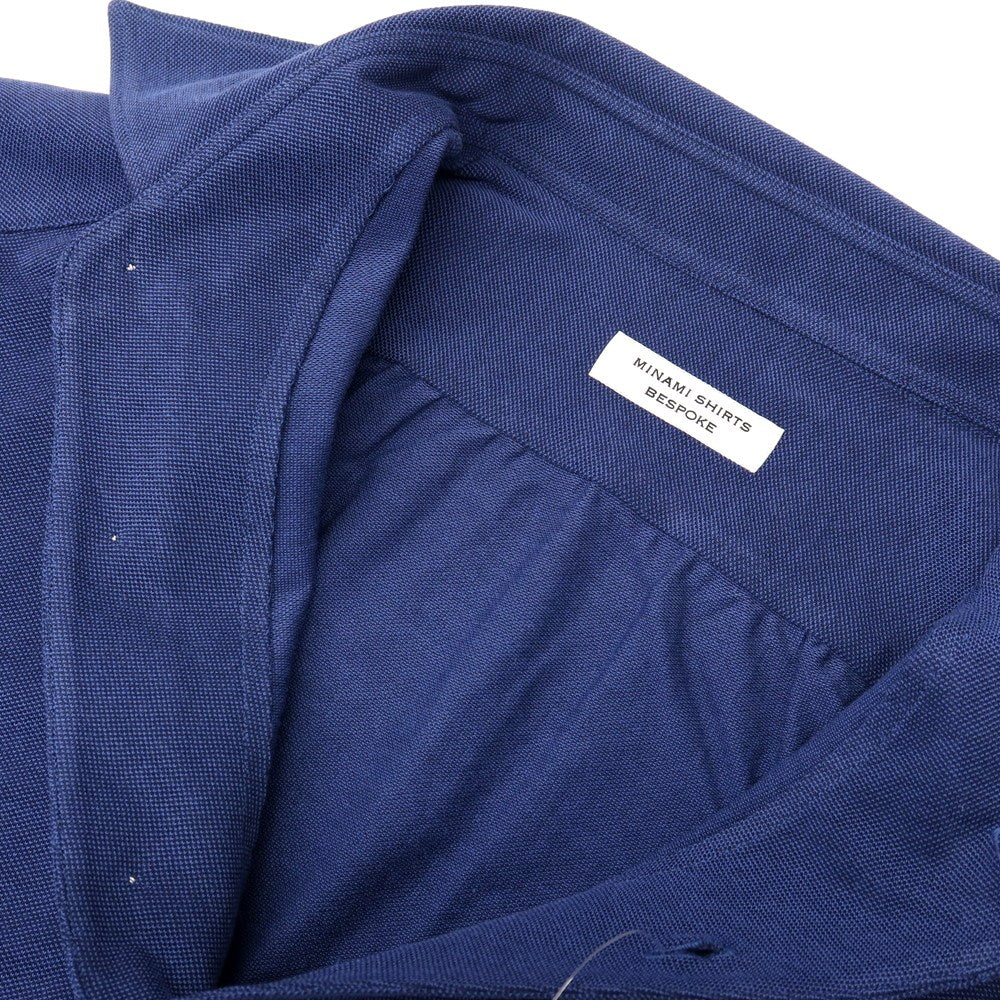 【中古】ミナミ シャツ MINAMI SHIRTS BESPOKE（フルオーダー） コットン 鹿の子 長袖ポロシャツ ダークブルー【サイズ表記なし（M位）】【 状態ランクB 】【 メンズ 】