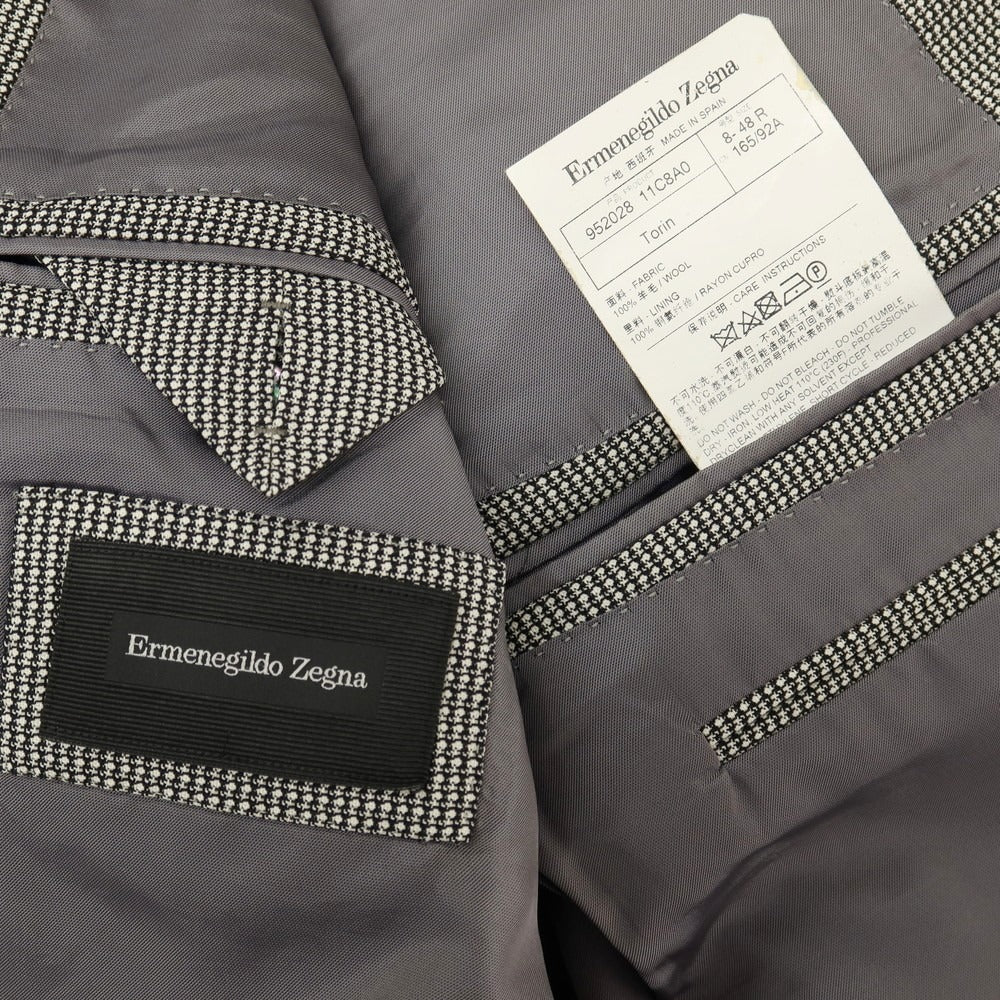 【中古】エルメネジルドゼニア Ermenegildo Zegna ウール 2B テーラードジャケット ブラックxホワイト【サイズ48 R】【 状態ランクC 】【 メンズ 】