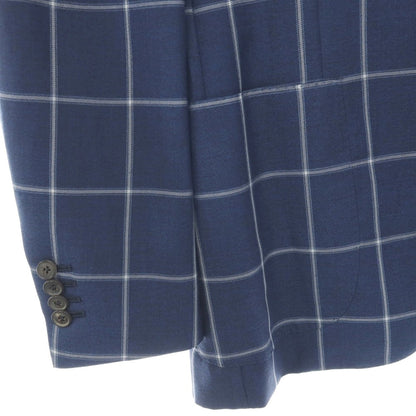 【中古】イザイア ISAIA SAILOR ウールリネン チェック 3B テーラードジャケット ネイビーxホワイト【サイズ46】【 状態ランクB 】【 メンズ 】