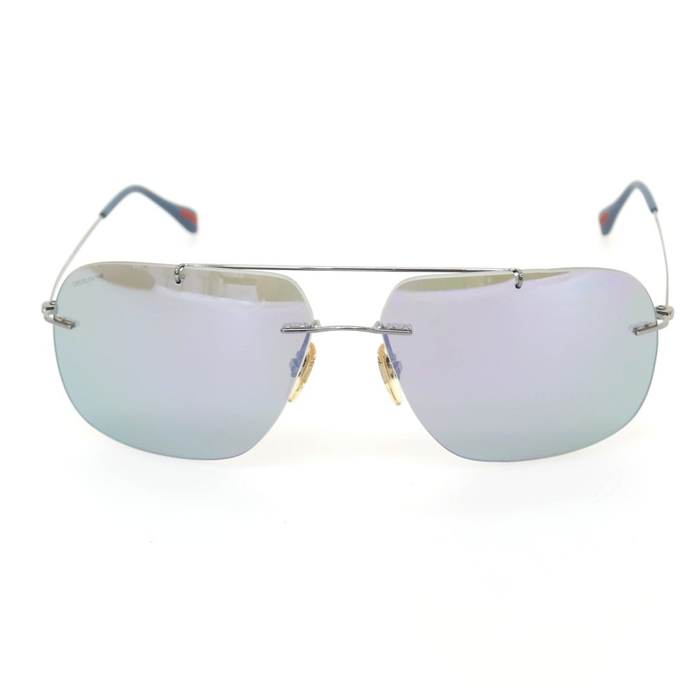 【中古】プラダスポーツ PRADA SPORTS リムレス ミラーレンズ サングラス シルバーxブルー【サイズ63□14_140】【 状態ランクB 】【 メンズ 】