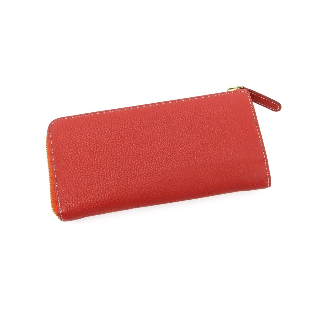 【中古】オオバセイホウ 大峽製鞄 レザー L字ファスナー 長財布 レッド【 状態ランクC 】【 メンズ 】