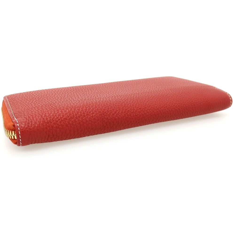 【中古】オオバセイホウ 大峽製鞄 レザー L字ファスナー 長財布 レッド【 状態ランクC 】【 メンズ 】