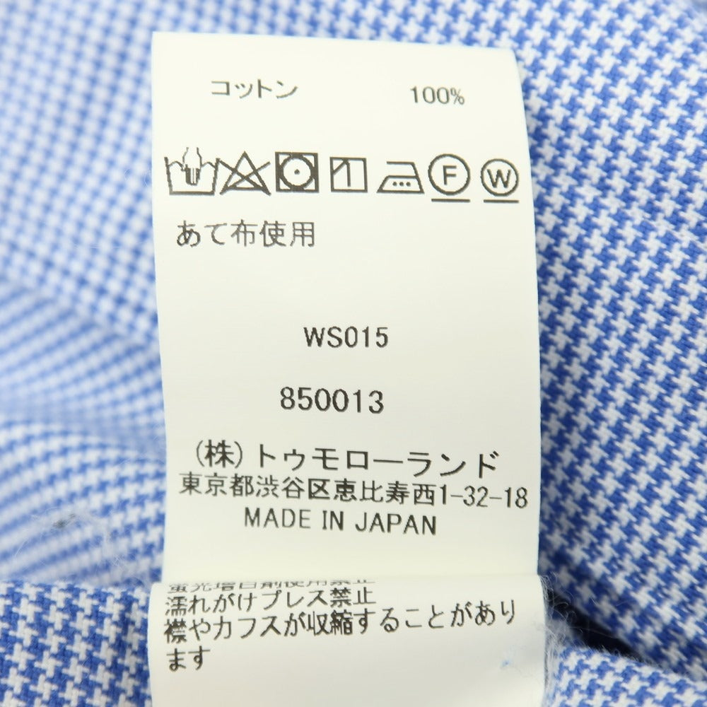 【中古】トゥモローランド TOMORROWLAND コットン ハウンドトゥース 手裏剣千鳥 セミワイドカラー ドレスシャツ ブルーxホワイト【サイズ表記なし（XXL位）】【 状態ランクC 】【 メンズ 】