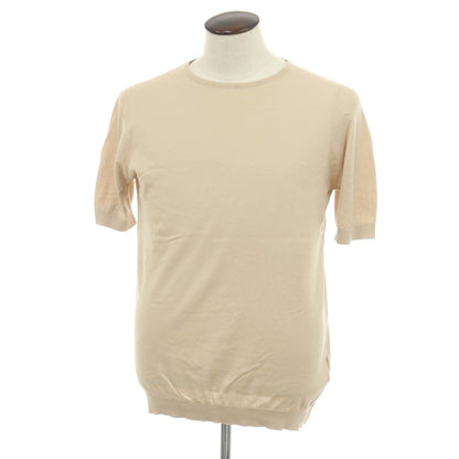 【中古】ジョンスメドレー JOHN SMEDLEY ハイゲージ シーアイランドコットン クルーネック 半袖 プルオーバーニット ベージュ【サイズL】【 状態ランクB 】【 メンズ 】