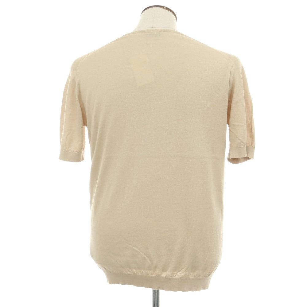 【中古】ジョンスメドレー JOHN SMEDLEY ハイゲージ シーアイランドコットン クルーネック 半袖 プルオーバーニット ベージュ【サイズL】【 状態ランクB 】【 メンズ 】