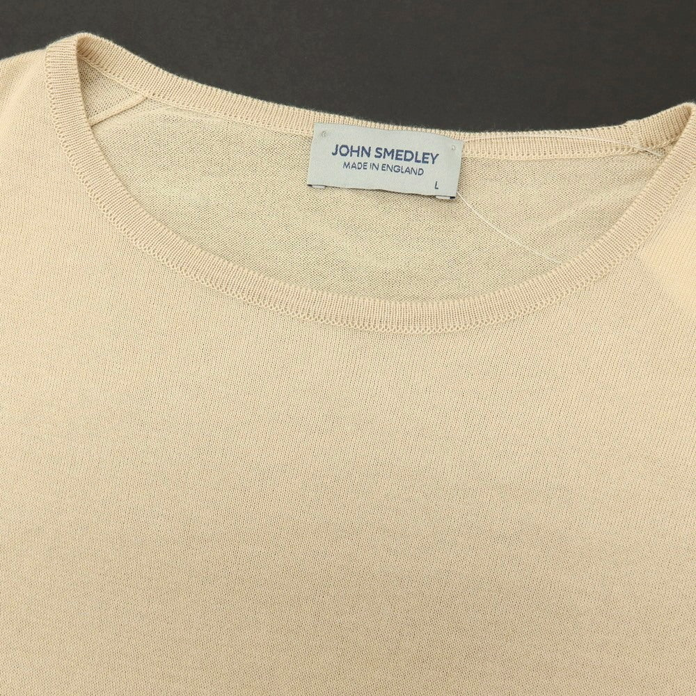 【中古】ジョンスメドレー JOHN SMEDLEY ハイゲージ シーアイランドコットン クルーネック 半袖 プルオーバーニット ベージュ【サイズL】【 状態ランクB 】【 メンズ 】