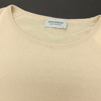【中古】ジョンスメドレー JOHN SMEDLEY ハイゲージ シーアイランドコットン クルーネック 半袖 プルオーバーニット ベージュ【サイズL】【 状態ランクB 】【 メンズ 】
