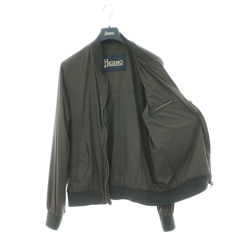 【中古】ヘルノ Herno ナイロンポリウレタン ダブルジップ スイングトップ ダークオリーブ【サイズ50】【 状態ランクA 】【 メンズ 】