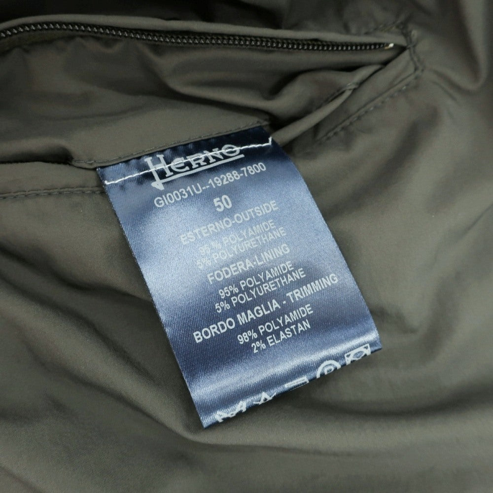 【中古】ヘルノ Herno ナイロンポリウレタン ダブルジップ スイングトップ ダークオリーブ【サイズ50】【 状態ランクA 】【 メンズ 】