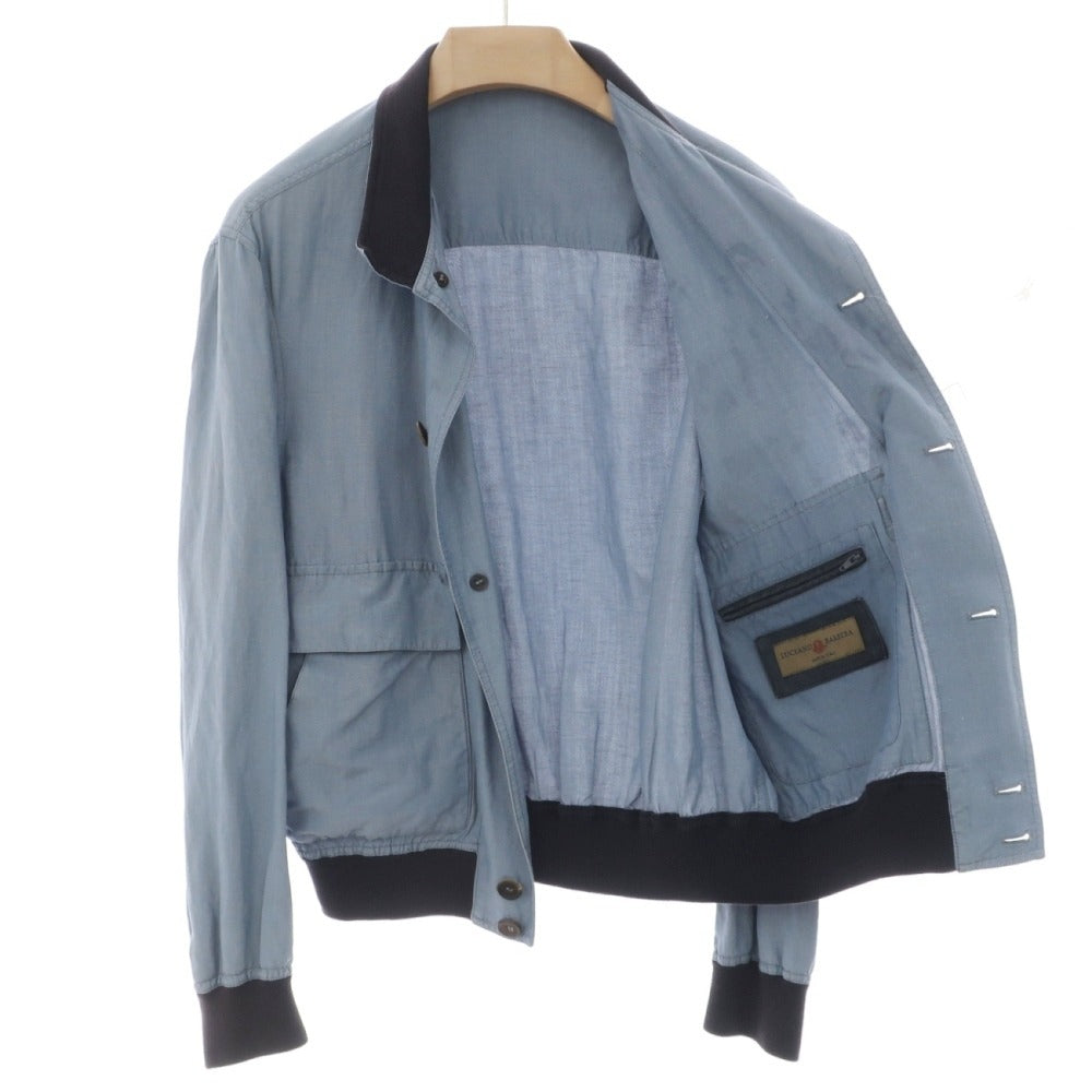 【中古】ルチアーノ バルベラ LUCIANO BARBERA シルクリネン スイングトップ ブルー【サイズ48】【 状態ランクC 】【 メンズ 】