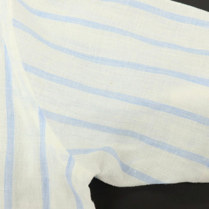 【中古】キートン Kiton リネン ストライプ オープンカラー 半袖シャツ ホワイトxブルー【サイズ38】【 状態ランクB 】【 メンズ 】