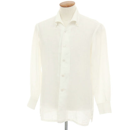 【中古】キートン Kiton リネン イタリアンカラー カジュアルシャツ ホワイト【サイズ39】【 状態ランクB 】【 メンズ 】