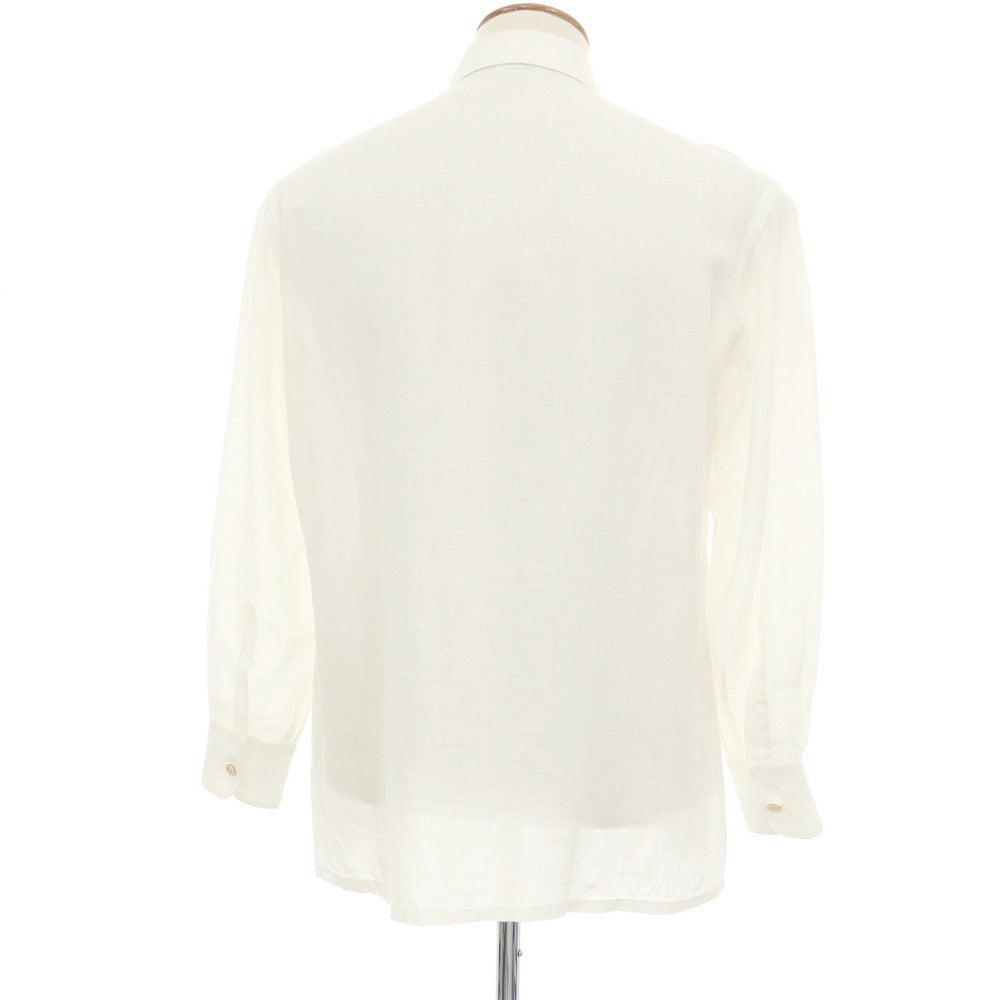 【中古】キートン Kiton リネン イタリアンカラー カジュアルシャツ ホワイト【サイズ39】【 状態ランクB 】【 メンズ 】