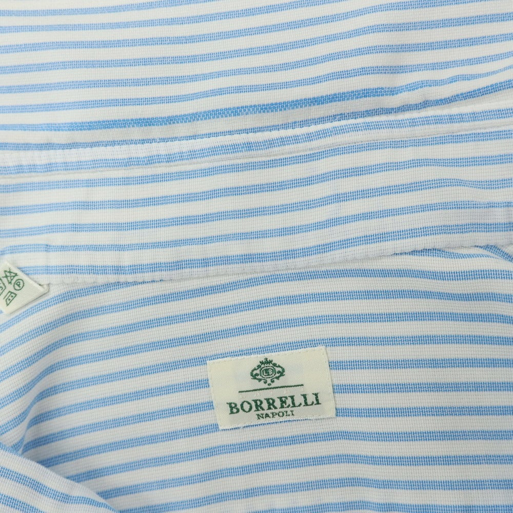 【中古】ルイジ ボレッリ Luigi Borrelli コットン ストライプ ボタンダウン ドレスシャツ ブルーxホワイト【サイズ39】【 状態ランクC 】【 メンズ 】