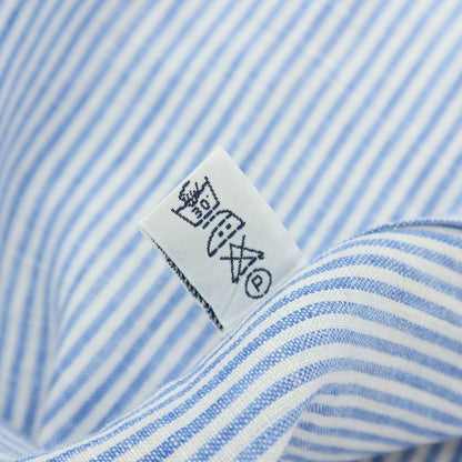 【中古】バルバ BARBA リネン ストライプ セミワイドカラー ドレスシャツ ブルーxホワイト【サイズ39】【 状態ランクC 】【 メンズ 】