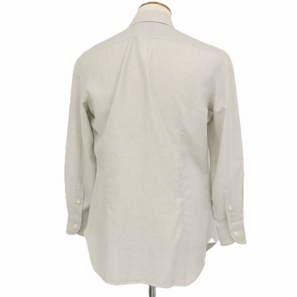 【中古】バルバ BARBA BARNEYS NEW YORK別注 コットンリネン ヘリンボーン レギュラーカラー ドレスシャツ ライトグレー系【サイズ40】【 状態ランクC 】【 メンズ 】