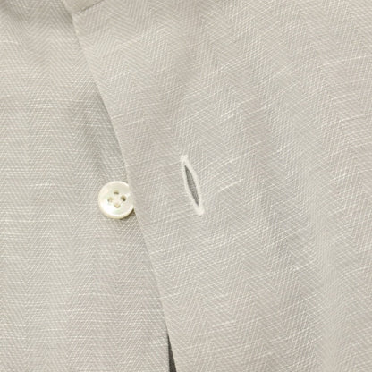 【中古】バルバ BARBA BARNEYS NEW YORK別注 コットンリネン ヘリンボーン レギュラーカラー ドレスシャツ ライトグレー系【サイズ40】【 状態ランクC 】【 メンズ 】