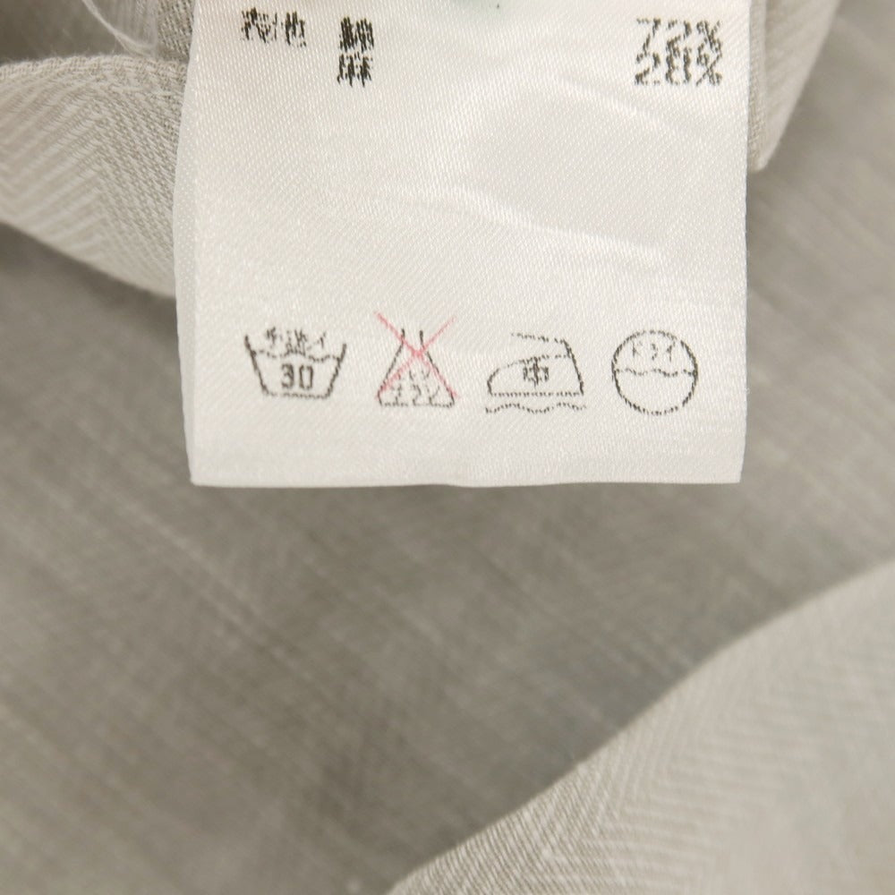 【中古】バルバ BARBA BARNEYS NEW YORK別注 コットンリネン ヘリンボーン レギュラーカラー ドレスシャツ ライトグレー系【サイズ40】【 状態ランクC 】【 メンズ 】