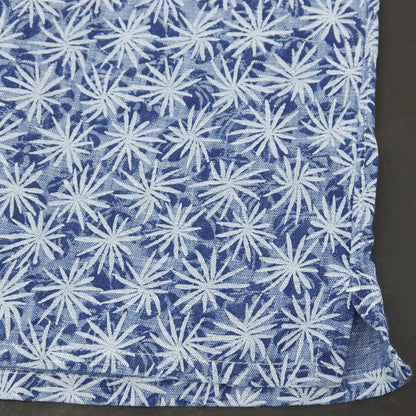 【中古】バルバ ダンディライフ BARBA DANDY LIFE リネン ボタニカル柄 オープンカラー 半袖シャツ ダークブルー系xブルー【サイズ41】【 状態ランクA 】【 メンズ 】