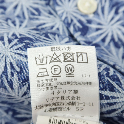 【中古】バルバ ダンディライフ BARBA DANDY LIFE リネン ボタニカル柄 オープンカラー 半袖シャツ ダークブルー系xブルー【サイズ41】【 状態ランクA 】【 メンズ 】