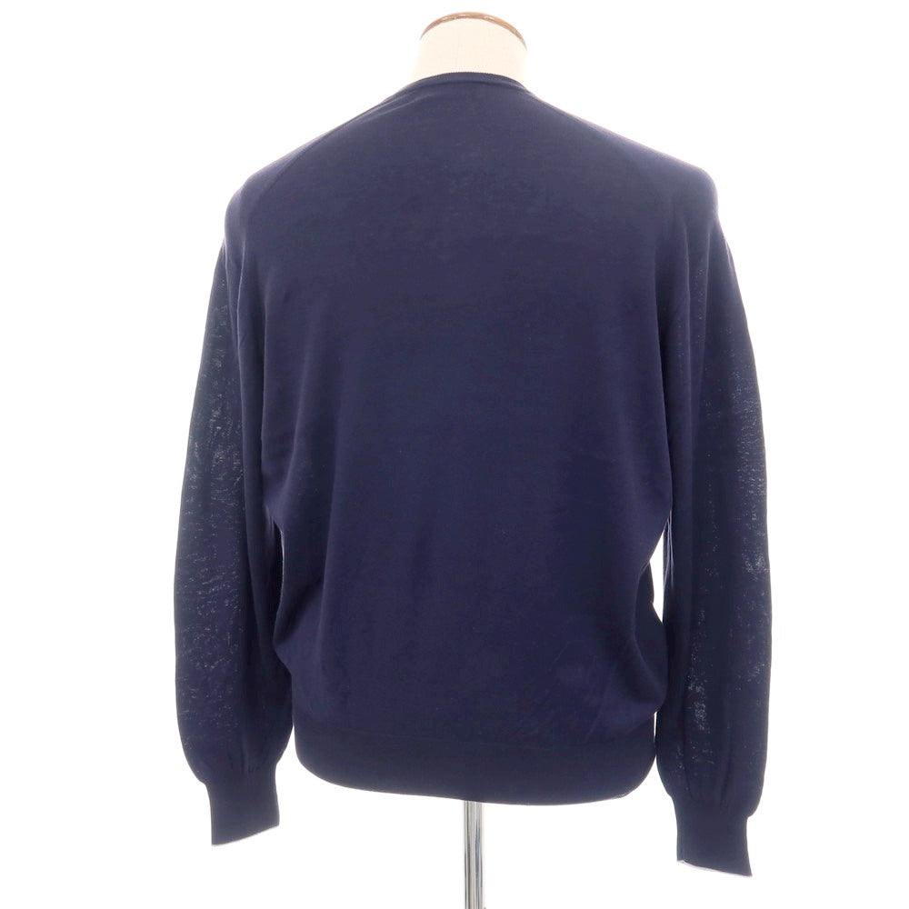 【中古】ブルネロクチネリ Brunello Cucinelli ハイゲージ コットン Vネック プルオーバーニット パープルネイビー【サイズ46】【 状態ランクC 】【 メンズ 】
