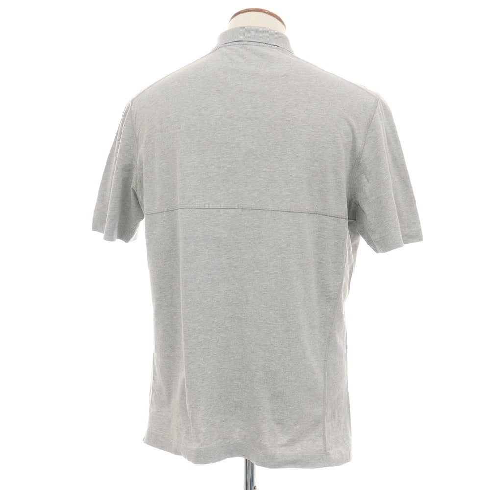 【中古】ブルネロクチネリ Brunello Cucinelli コットン ハーフジップ 半袖ポロシャツ グレー【サイズ表記なし（M位）】【 状態ランクB 】【 メンズ 】
