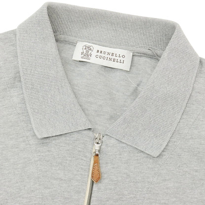 【中古】ブルネロクチネリ Brunello Cucinelli コットン ハーフジップ 半袖ポロシャツ グレー【サイズ表記なし（M位）】【 状態ランクB 】【 メンズ 】
