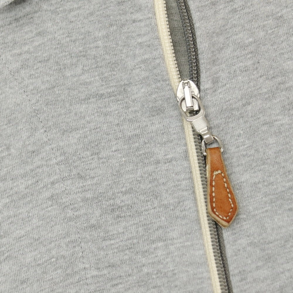 【中古】ブルネロクチネリ Brunello Cucinelli コットン ハーフジップ 半袖ポロシャツ グレー【サイズ表記なし（M位）】【 状態ランクB 】【 メンズ 】