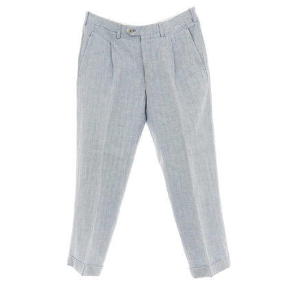 【中古】キートン Kiton リネン ヘリンボーン カジュアルスラックスパンツ ライトブルー【サイズ46】【 状態ランクC 】【 メンズ 】