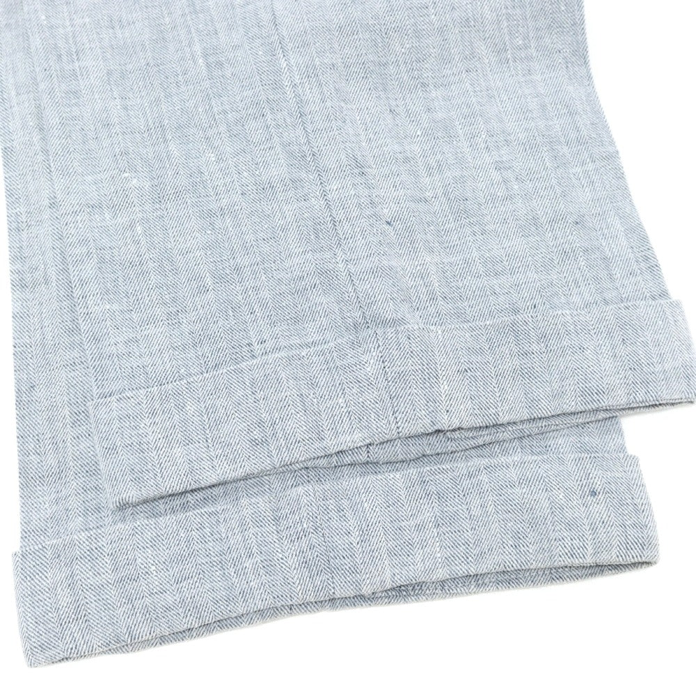 【中古】キートン Kiton リネン ヘリンボーン カジュアルスラックスパンツ ライトブルー【サイズ46】【 状態ランクC 】【 メンズ 】