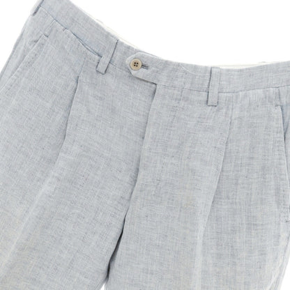 【中古】キートン Kiton リネン ヘリンボーン カジュアルスラックスパンツ ライトブルー【サイズ46】【 状態ランクC 】【 メンズ 】