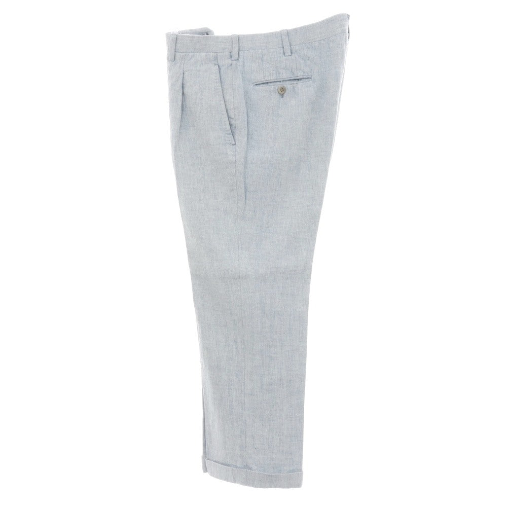 【中古】キートン Kiton リネン ヘリンボーン カジュアルスラックスパンツ ライトブルー【サイズ46】【 状態ランクC 】【 メンズ 】