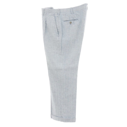 【中古】キートン Kiton リネン ヘリンボーン カジュアルスラックスパンツ ライトブルー【サイズ46】【 状態ランクC 】【 メンズ 】