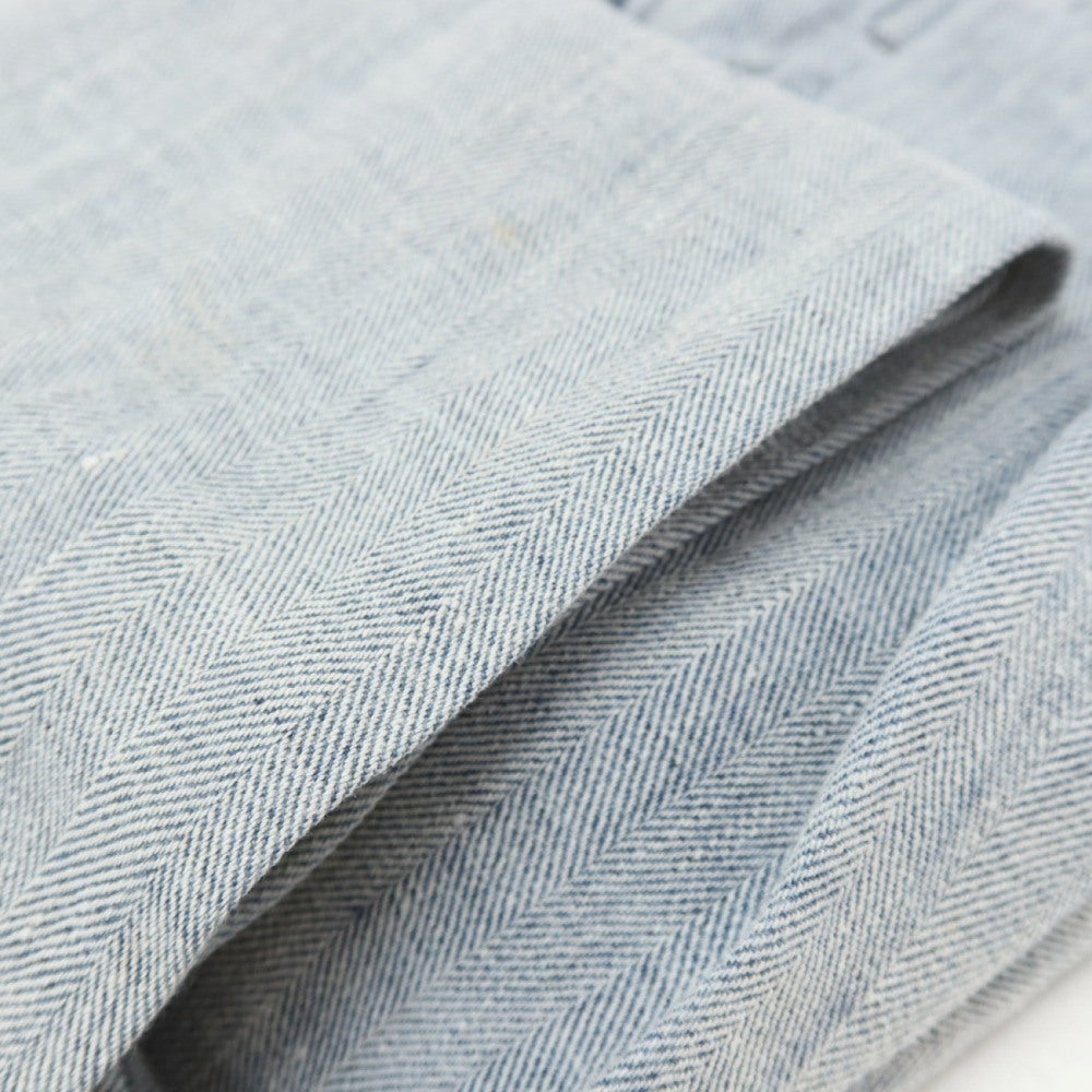 【中古】キートン Kiton リネン ヘリンボーン カジュアルスラックスパンツ ライトブルー【サイズ46】【 状態ランクC 】【 メンズ 】