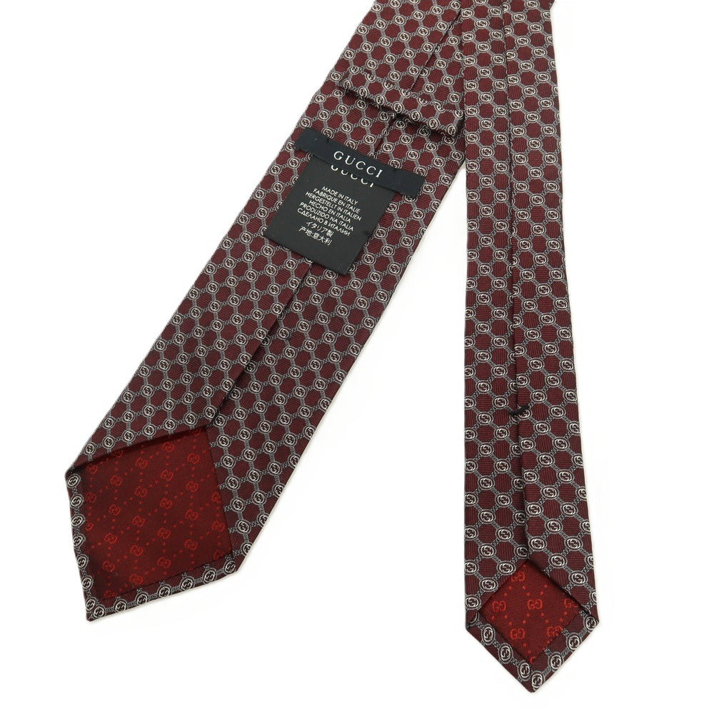 【中古】グッチ GUCCI シルク GGパターン ネクタイ ボルドー【 状態ランクA 】【 メンズ 】