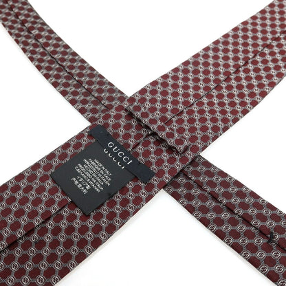 【中古】グッチ GUCCI シルク GGパターン ネクタイ ボルドー【 状態ランクA 】【 メンズ 】