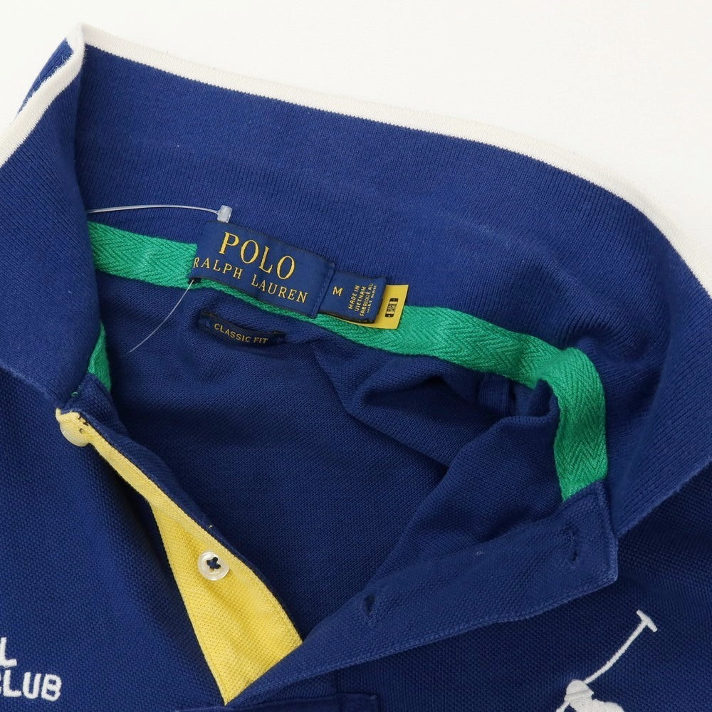 【中古】ポロ ラルフローレン Polo Ralph Lauren YACHT CLUB 鹿の子 半袖ポロシャツ ダークブルー【サイズＭ】【 状態ランクC 】【 メンズ 】